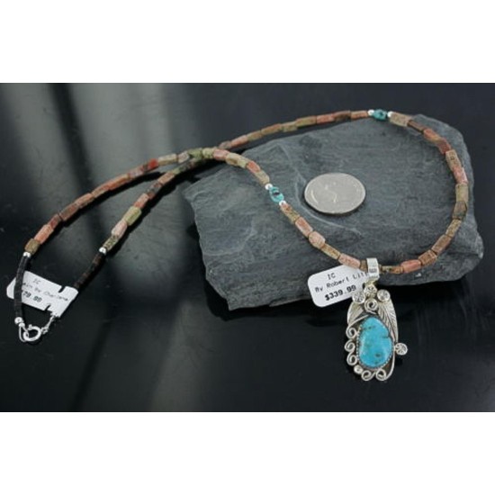 Handmade Certified Authentic Navajo .925 Sterling Silver Natural Turquoise Native American Necklace 390675773233