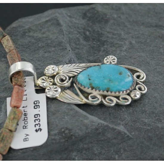 Handmade Certified Authentic Navajo .925 Sterling Silver Natural Turquoise Native American Necklace 390675773233