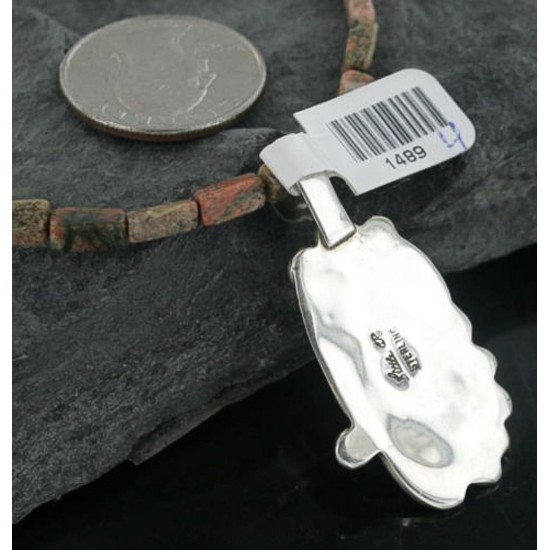 Handmade Certified Authentic Navajo .925 Sterling Silver Natural Turquoise Native American Necklace 390675773233