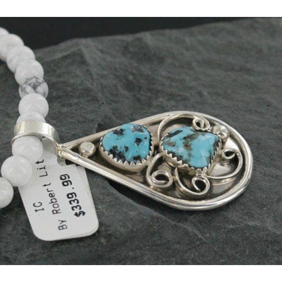 Handmade Certified Authentic Navajo .925 Sterling Silver Natural Turquoise Native American Necklace 390679767869