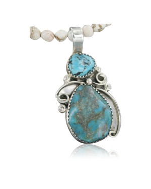 Handmade Certified Authentic Navajo .925 Sterling Silver Natural Turquoise Native American Necklace 390680490470