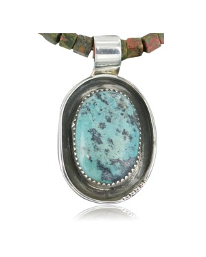 Handmade Certified Authentic Navajo .925 Sterling Silver Natural Turquoise Native American Necklace 390680690071
