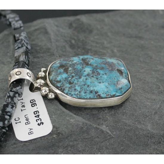 Handmade Certified Authentic Navajo .925 Sterling Silver Natural Turquoise Native American Necklace 390681072763