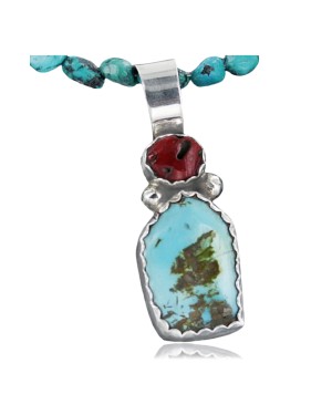 Handmade Certified Authentic Navajo .925 Sterling Silver Natural Turquoise Native American Necklace 390683045015