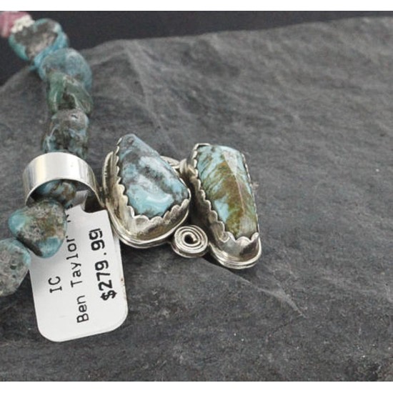 Handmade Certified Authentic Navajo .925 Sterling Silver Natural Turquoise Native American Necklace 390687654601