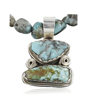 Handmade Certified Authentic Navajo .925 Sterling Silver Natural Turquoise Native American Necklace 390687654601