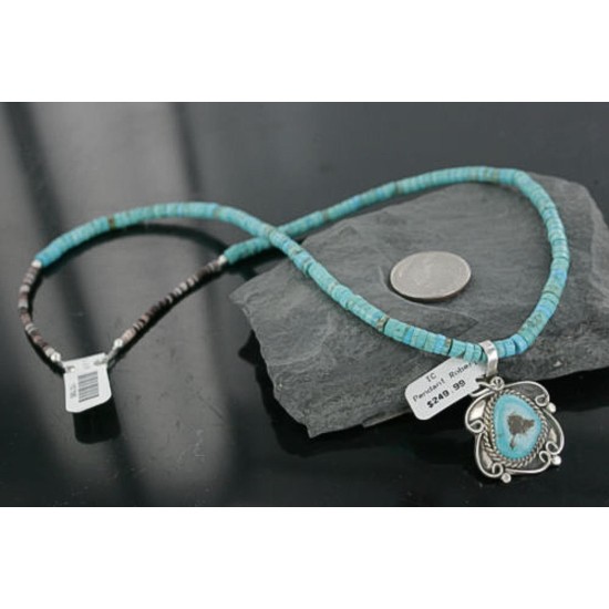 Handmade Certified Authentic Navajo .925 Sterling Silver Natural Turquoise Native American Necklace 390697239936