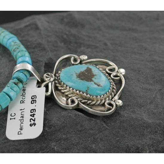 Handmade Certified Authentic Navajo .925 Sterling Silver Natural Turquoise Native American Necklace 390697239936