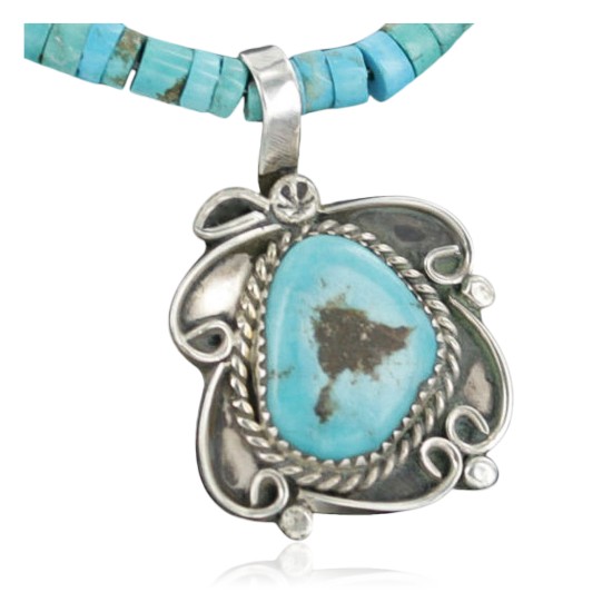 Handmade Certified Authentic Navajo .925 Sterling Silver Natural Turquoise Native American Necklace 390697239936