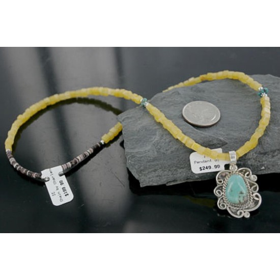 Handmade Certified Authentic Navajo .925 Sterling Silver Natural Turquoise Native American Necklace 390702944977