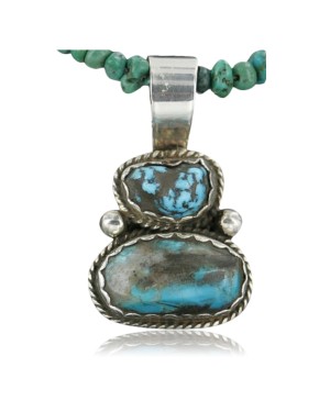Handmade Certified Authentic Navajo .925 Sterling Silver Natural Turquoise Native American Necklace 390713343678