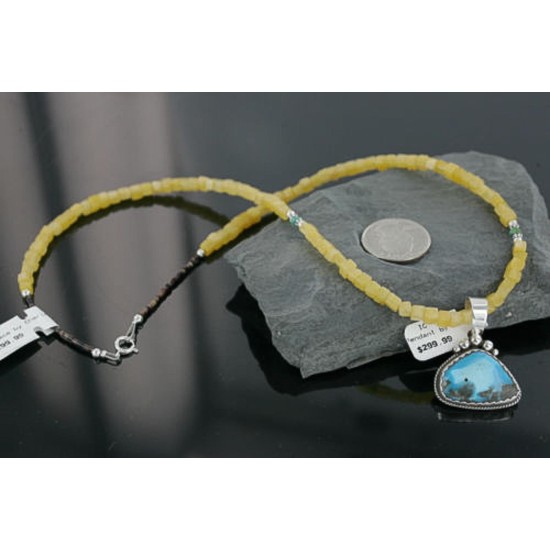 Handmade Certified Authentic Navajo .925 Sterling Silver Natural Turquoise Native American Necklace 390713594023