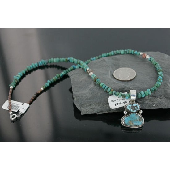 Handmade Certified Authentic Navajo .925 Sterling Silver Natural Turquoise Native American Necklace 390713696185