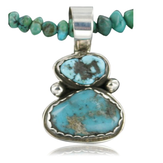 Handmade Certified Authentic Navajo .925 Sterling Silver Natural Turquoise Native American Necklace 390713696185