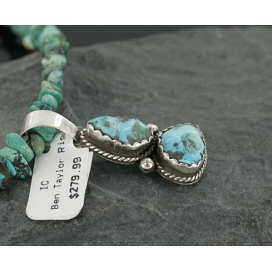 Handmade Certified Authentic Navajo .925 Sterling Silver Natural Turquoise Native American Necklace 390719824825