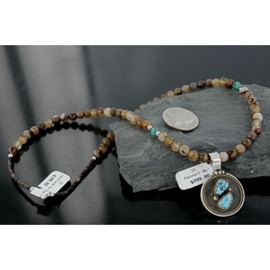 Handmade Certified Authentic Navajo .925 Sterling Silver Natural Turquoise Native American Necklace 390725941555