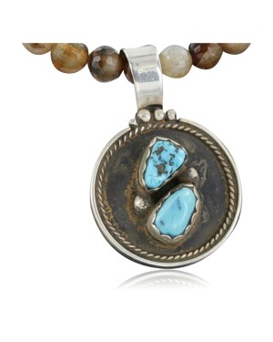 Handmade Certified Authentic Navajo .925 Sterling Silver Natural Turquoise Native American Necklace 390725941555