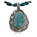 Handmade Navajo .925 Sterling Silver Natural Turquoise Native American Necklace 390726644212