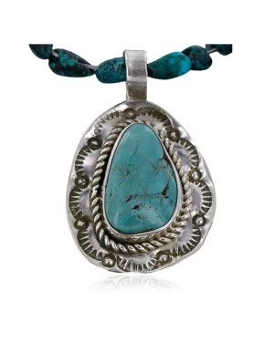 Handmade Certified Authentic Navajo .925 Sterling Silver Natural Turquoise Native American Necklace 390726644212