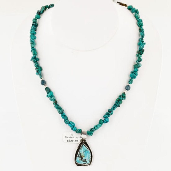 Handmade Certified Authentic Navajo .925 Sterling Silver Natural Turquoise Native American Necklace 390737814258
