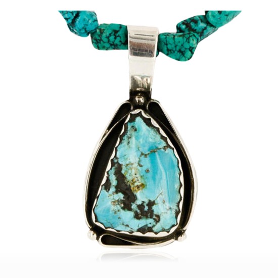 Handmade Certified Authentic Navajo .925 Sterling Silver Natural Turquoise Native American Necklace 390737814258