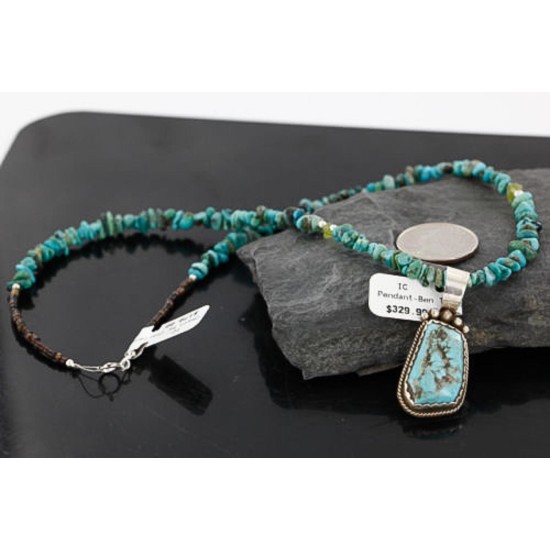 Handmade Certified Authentic Navajo .925 Sterling Silver Natural Turquoise Native American Necklace 390747480285