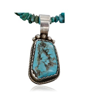 Handmade Certified Authentic Navajo .925 Sterling Silver Natural Turquoise Native American Necklace 390747480285