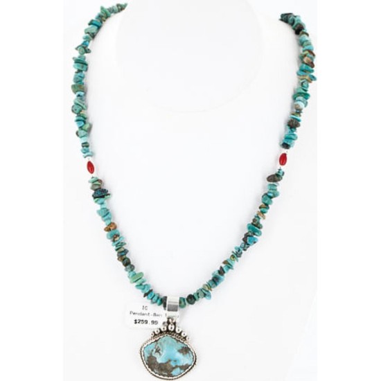 Handmade Certified Authentic Navajo .925 Sterling Silver Natural Turquoise Native American Necklace 390754008677