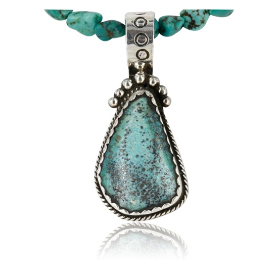 Handmade Certified Authentic Navajo .925 Sterling Silver Natural Turquoise Native American Necklace 390756845614