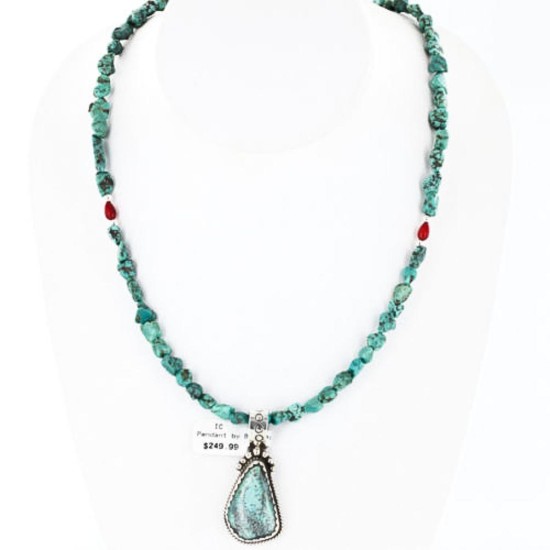 Handmade Certified Authentic Navajo .925 Sterling Silver Natural Turquoise Native American Necklace 390756845614