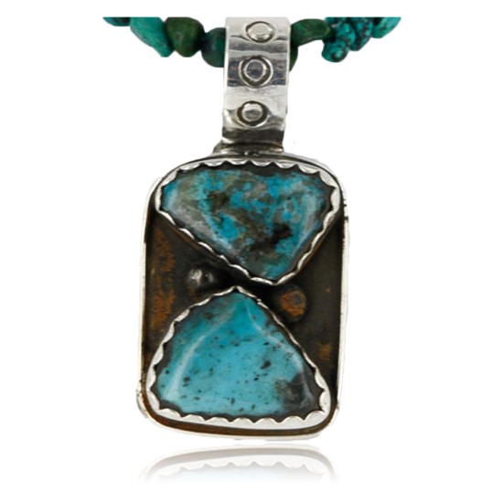 Handmade Certified Authentic Navajo .925 Sterling Silver Natural Turquoise Native American Necklace 390757103602