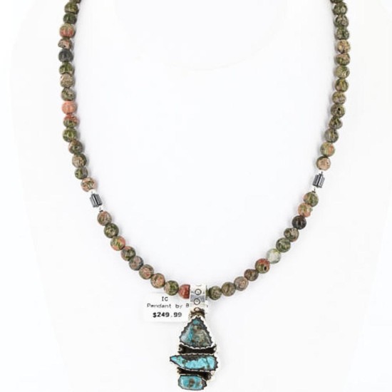 Handmade Certified Authentic Navajo .925 Sterling Silver Natural Turquoise Native American Necklace 390759905526