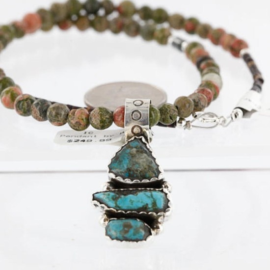 Handmade Certified Authentic Navajo .925 Sterling Silver Natural Turquoise Native American Necklace 390759905526