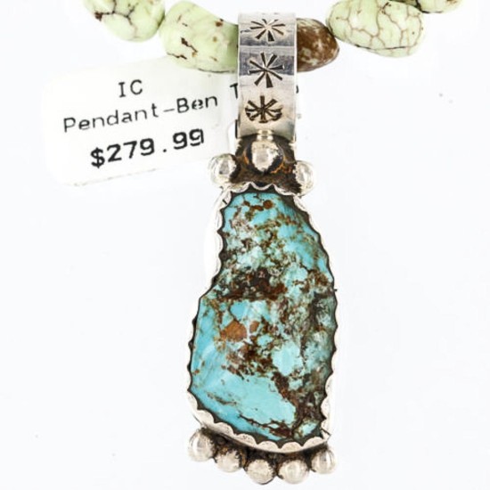 Handmade Certified Authentic Navajo .925 Sterling Silver Natural Turquoise Native American Necklace 390762385761