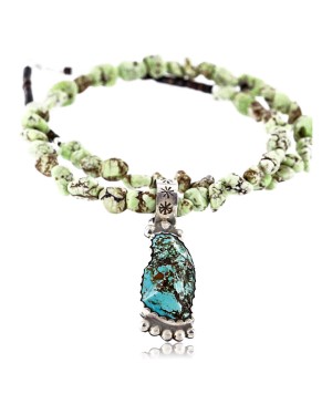 Handmade Certified Authentic Navajo .925 Sterling Silver Natural Turquoise Native American Necklace 390762385761