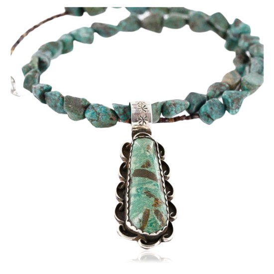 Handmade Certified Authentic Navajo .925 Sterling Silver Natural Turquoise Native American Necklace 390766020857