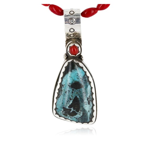 Handmade Certified Authentic Navajo .925 Sterling Silver Natural Turquoise Native American Necklace 390766065386