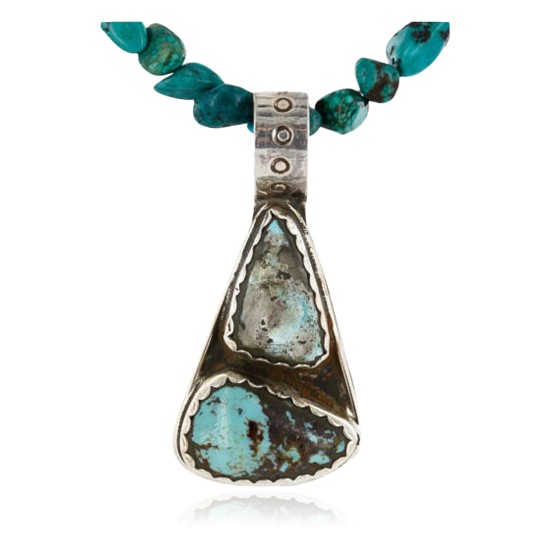 Handmade Certified Authentic Navajo .925 Sterling Silver Natural Turquoise Native American Necklace 390774805053