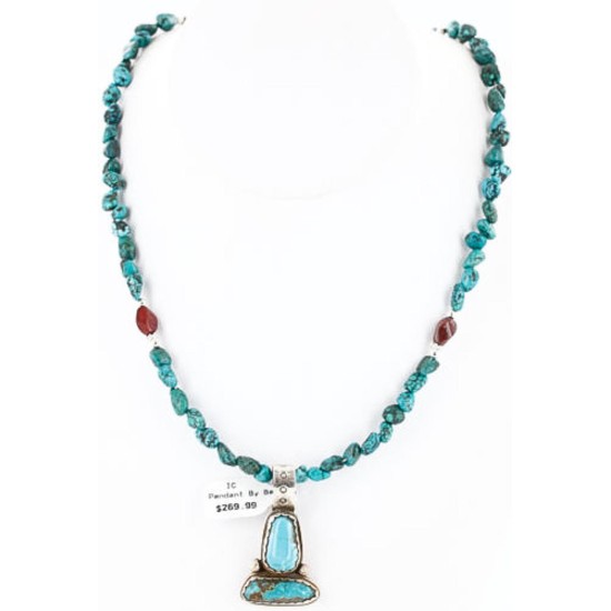 Handmade Certified Authentic Navajo .925 Sterling Silver Natural Turquoise Native American Necklace 390777345694