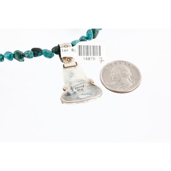 Handmade Certified Authentic Navajo .925 Sterling Silver Natural Turquoise Native American Necklace 390777345694