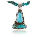 Handmade Navajo .925 Sterling Silver Natural Turquoise Native American Necklace 390777345694