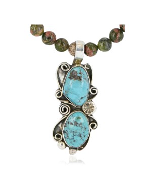 Handmade Certified Authentic Navajo .925 Sterling Silver Natural Turquoise Native American Necklace 390793994987