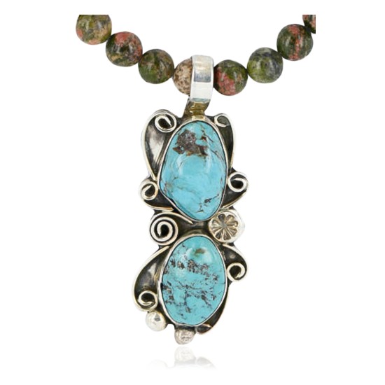 Handmade Certified Authentic Navajo .925 Sterling Silver Natural Turquoise Native American Necklace 390793994987