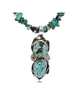 Handmade Certified Authentic Navajo .925 Sterling Silver Natural Turquoise Native American Necklace 390794198579