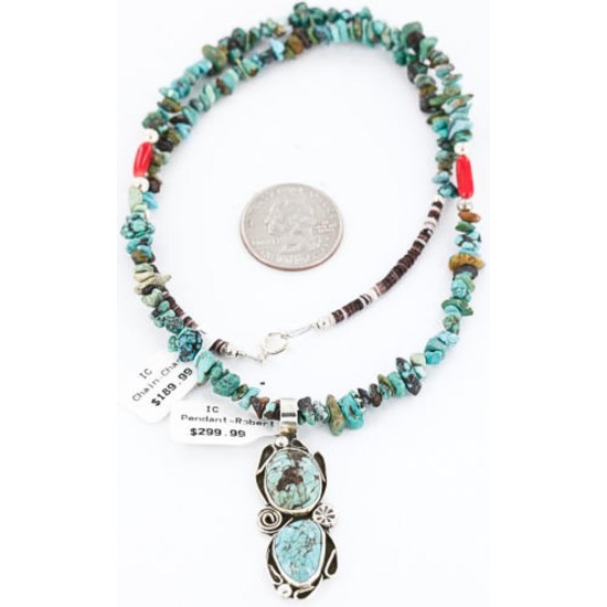 Handmade Certified Authentic Navajo .925 Sterling Silver Natural Turquoise Native American Necklace 390794198579