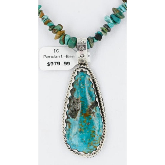 Handmade Certified Authentic Navajo .925 Sterling Silver Natural Turquoise Native American Necklace 390839389750