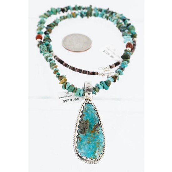 Handmade Certified Authentic Navajo .925 Sterling Silver Natural Turquoise Native American Necklace 390839389750