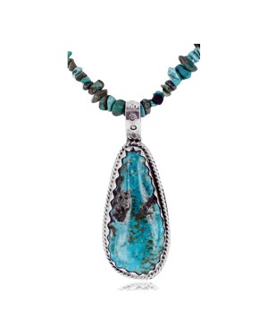 Handmade Certified Authentic Navajo .925 Sterling Silver Natural Turquoise Native American Necklace 390839389750