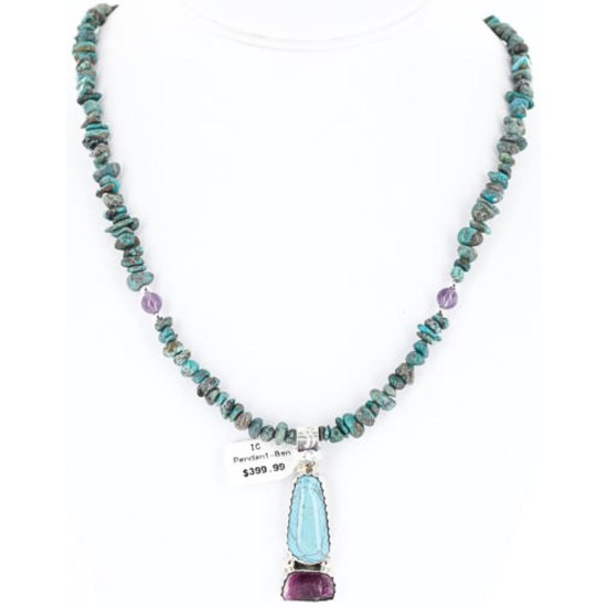 Handmade Certified Authentic Navajo .925 Sterling Silver Natural Turquoise Native American Necklace 390840283355