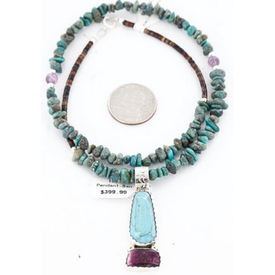 Handmade Certified Authentic Navajo .925 Sterling Silver Natural Turquoise Native American Necklace 390840283355